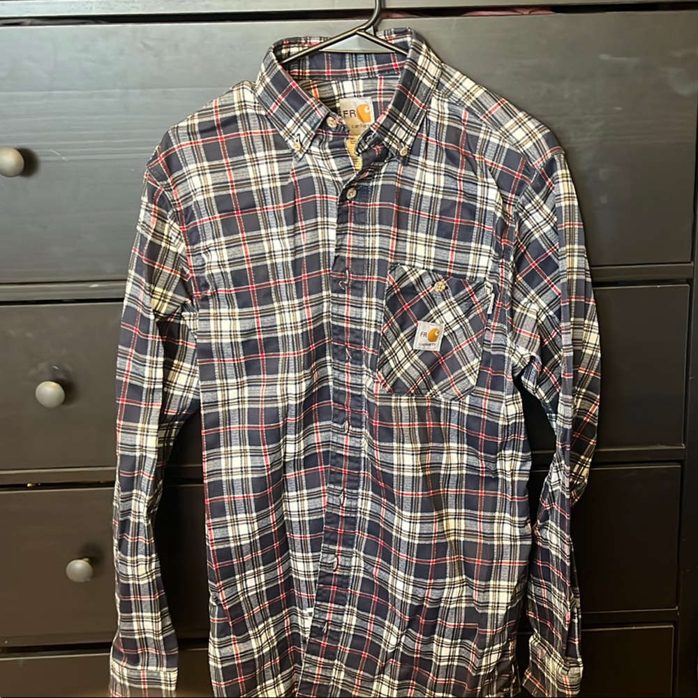 Carhartt Men's Plaid Shirt - Black and Red
